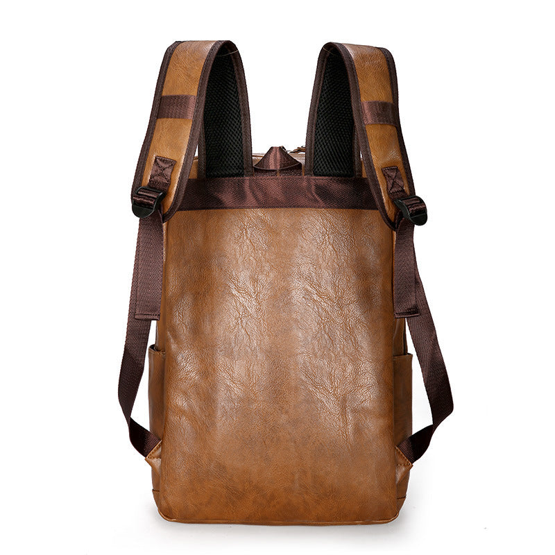 Korean Style Backpack Men's PU Leisure Travel