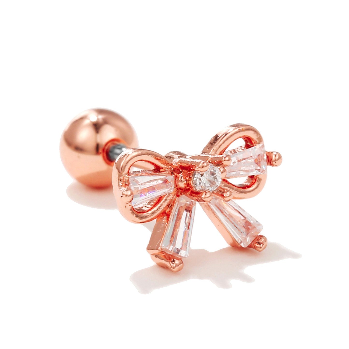 Rose Gold Stainless-steel Needle Micro Zircon-encrusted Stud Earrings Female
