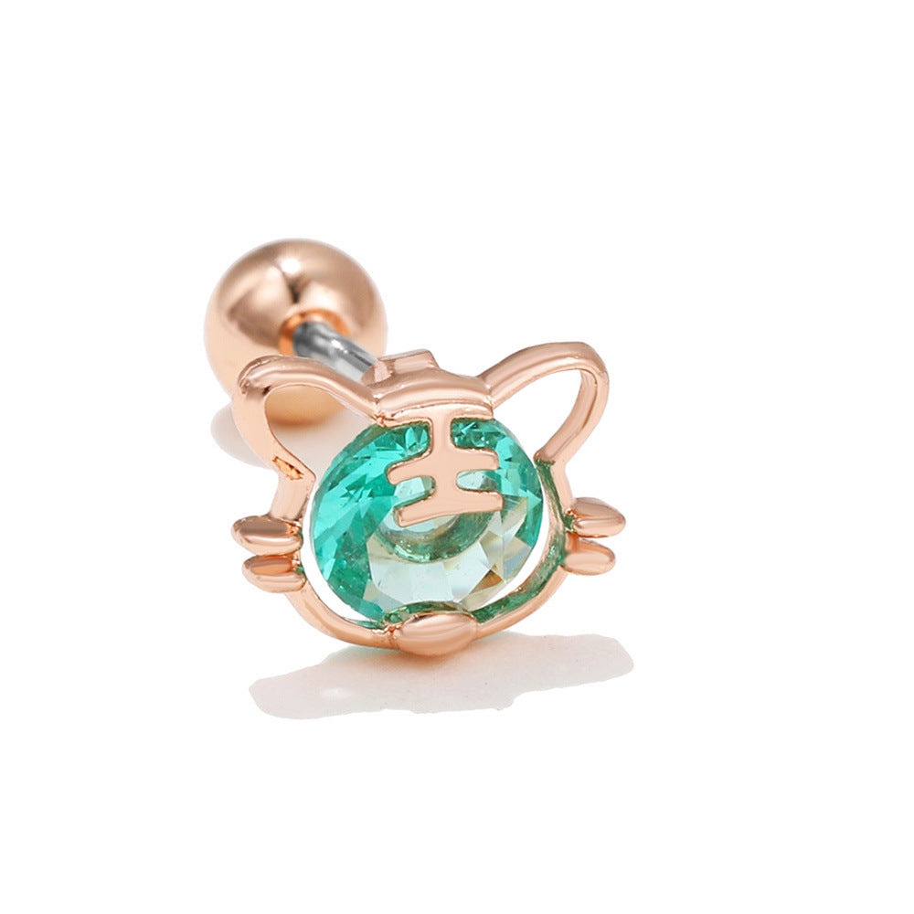 Rose Gold Stainless-steel Needle Micro Zircon-encrusted Stud Earrings Female