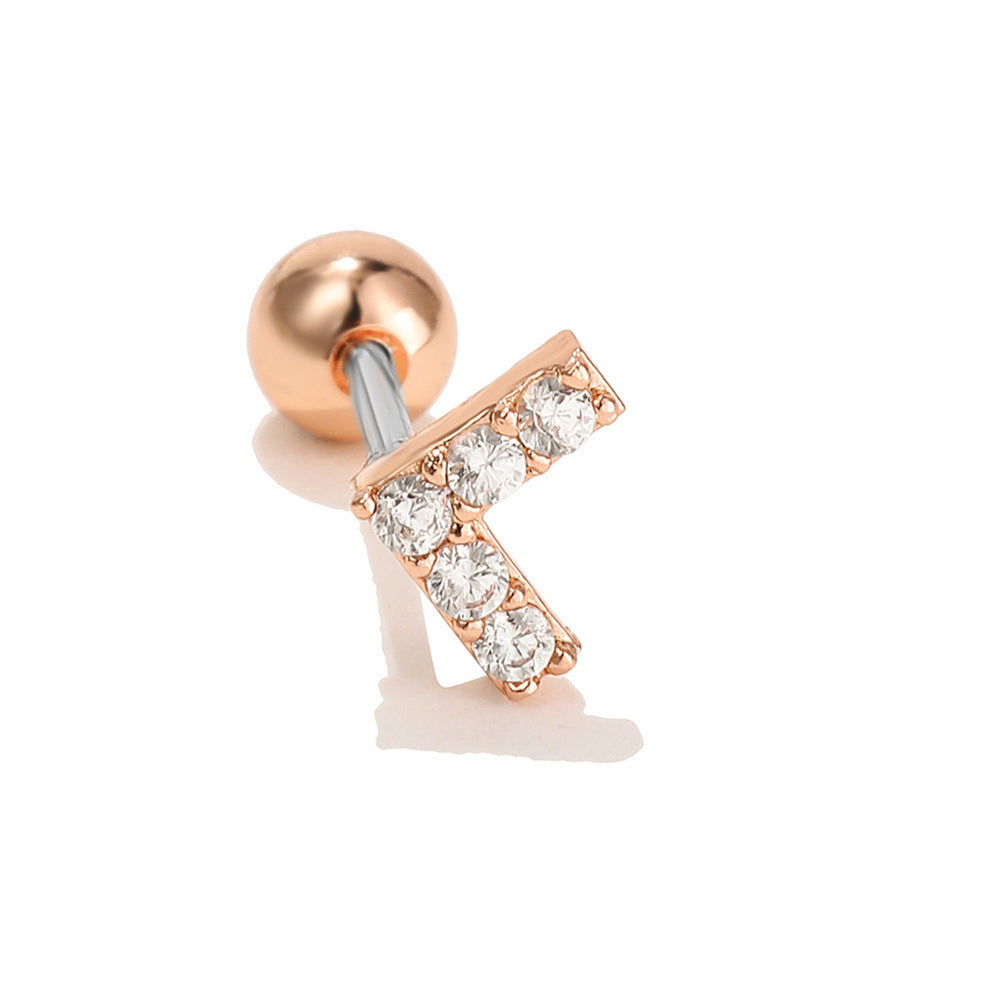 Rose Gold Stainless-steel Needle Micro Zircon-encrusted Stud Earrings Female