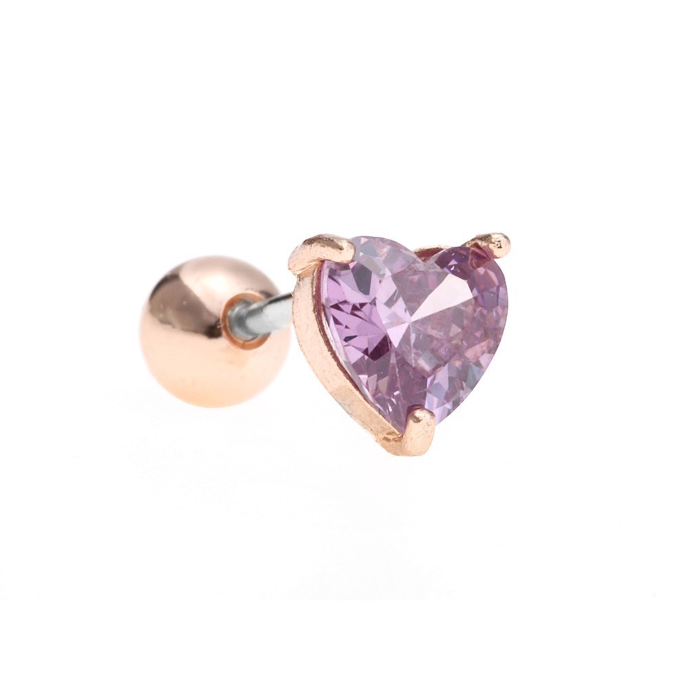 Rose Gold Stainless-steel Needle Micro Zircon-encrusted Stud Earrings Female