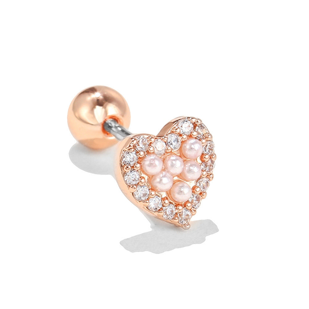 Rose Gold Stainless-steel Needle Micro Zircon-encrusted Stud Earrings Female