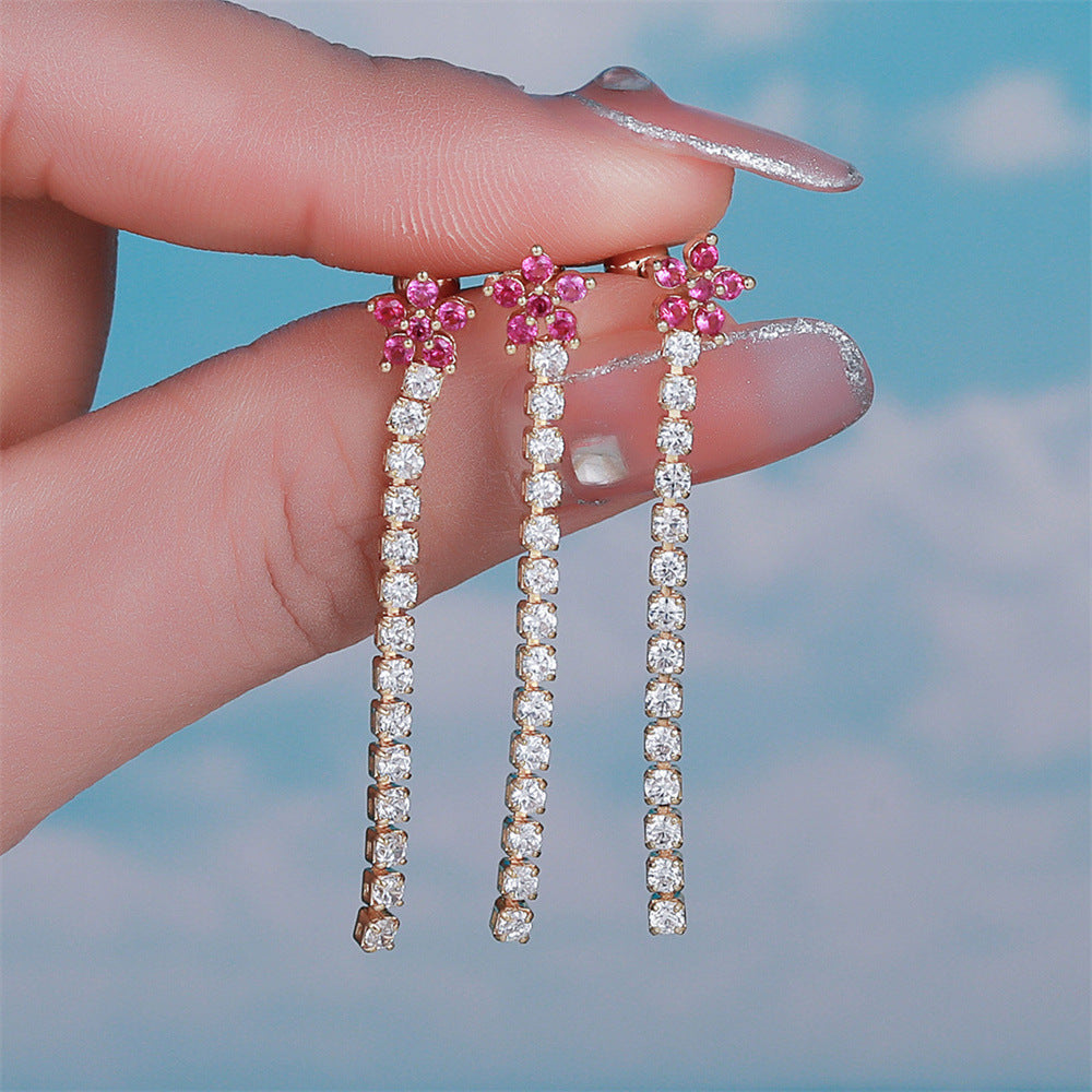 Rose Gold Stainless-steel Needle Micro Zircon-encrusted Stud Earrings Female
