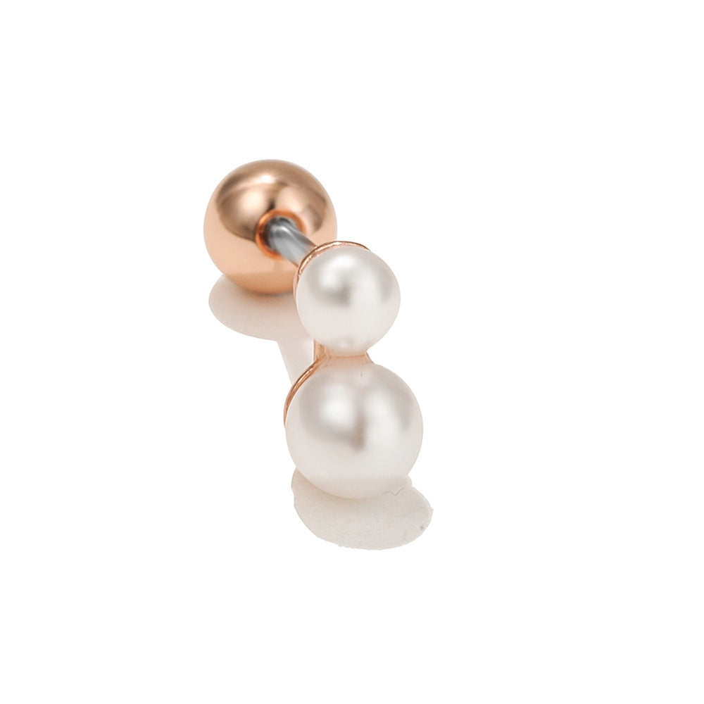 Rose Gold Stainless-steel Needle Micro Zircon-encrusted Stud Earrings Female
