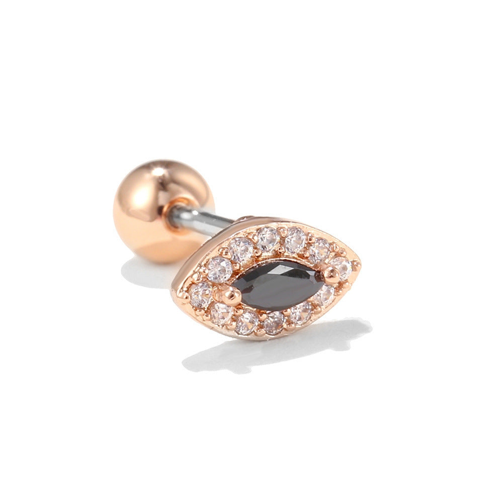 Rose Gold Stainless-steel Needle Micro Zircon-encrusted Stud Earrings Female