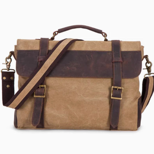 Tote Briefcase Messenger Bag With Crazy Horse Cowhide Vintage