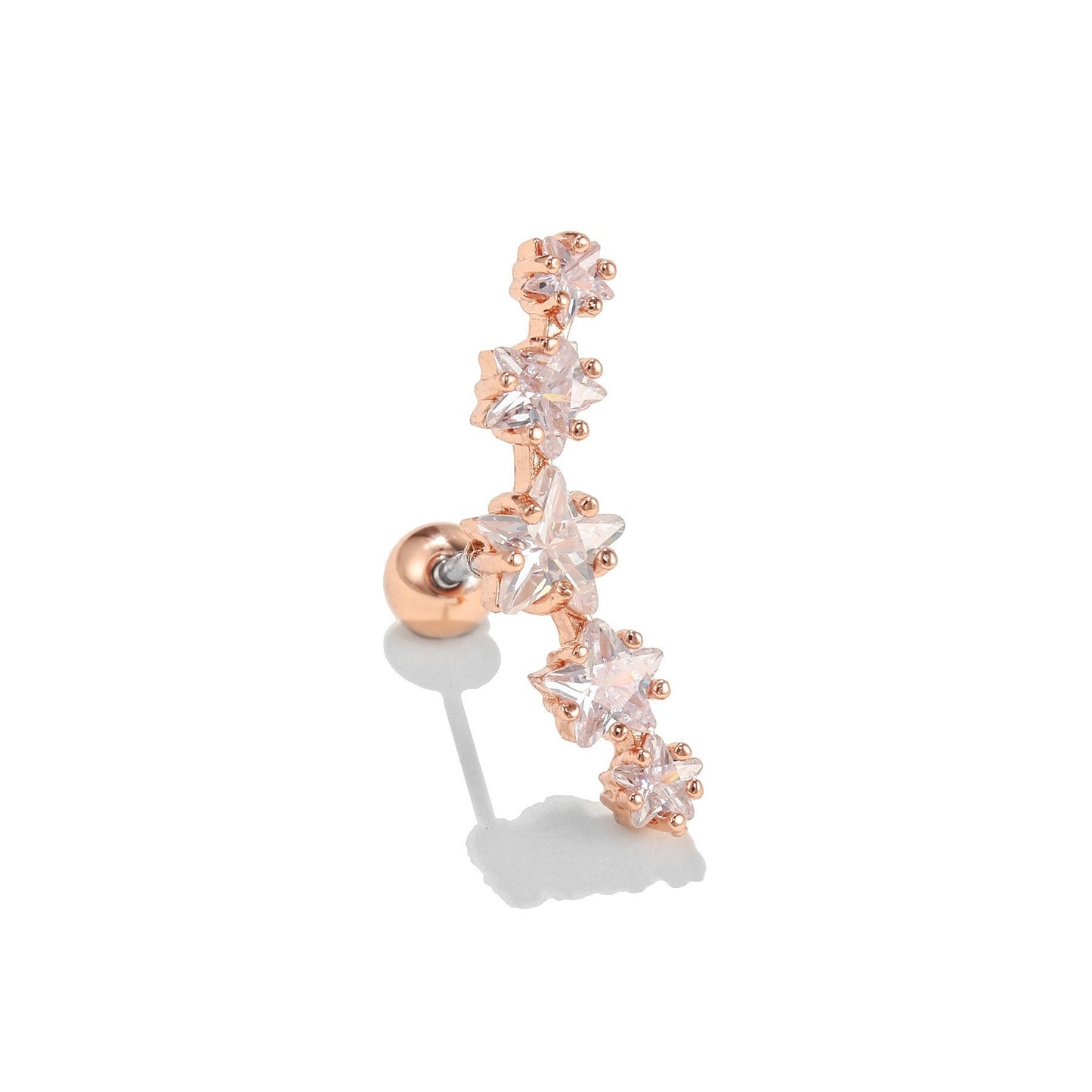 Rose Gold Stainless-steel Needle Micro Zircon-encrusted Stud Earrings Female